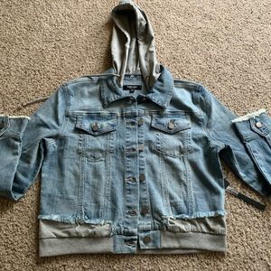 Denim jacket with hood
